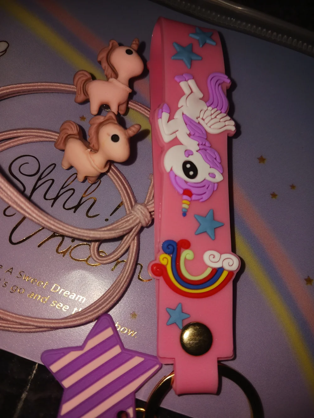 Cute Unicorn Keychain Set - Pink & Purple Kids Accessories